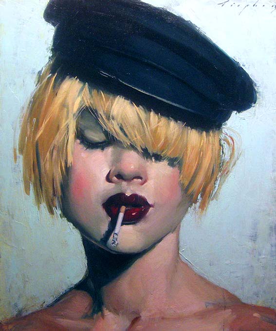 Streetwise, óleo sobre lienzo, 38 x 32cm de Malcolm T. Liepke